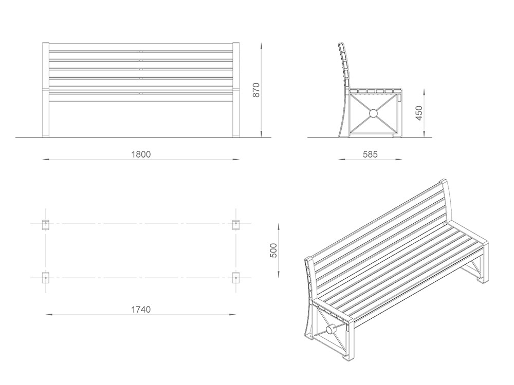 Скамейка «Валентина» одинарная