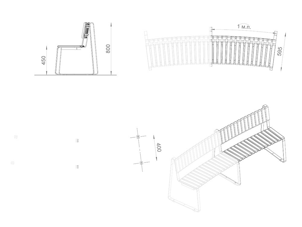 Скамейка «Змейка» со спинкой (м.п.)