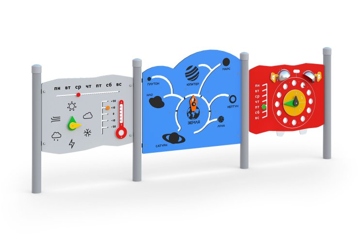 Интерактивная панель тройная «Погода, Космос, Часы»