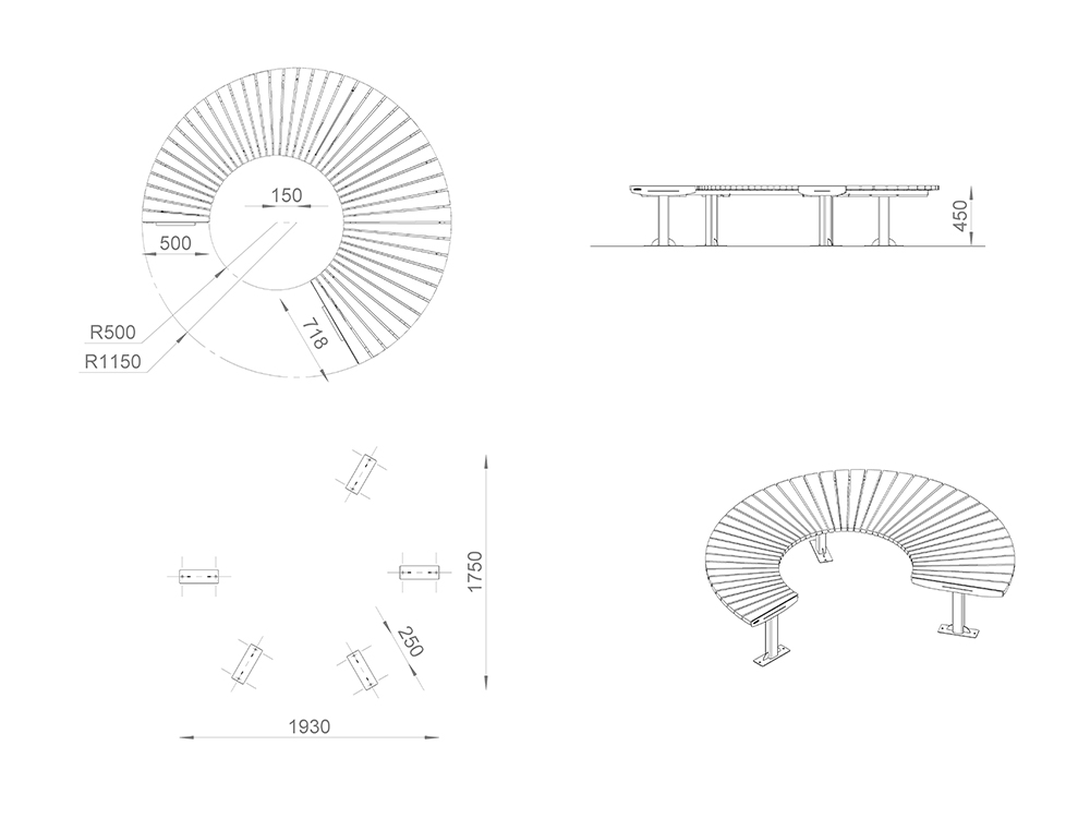 Скамейка «Сочи» радиусная R500