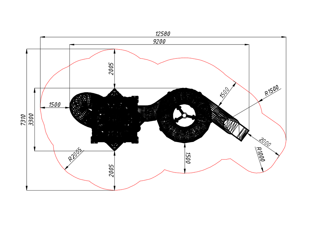 Игровая башня «Куб» ЭКО, горка с поворотом, сетка