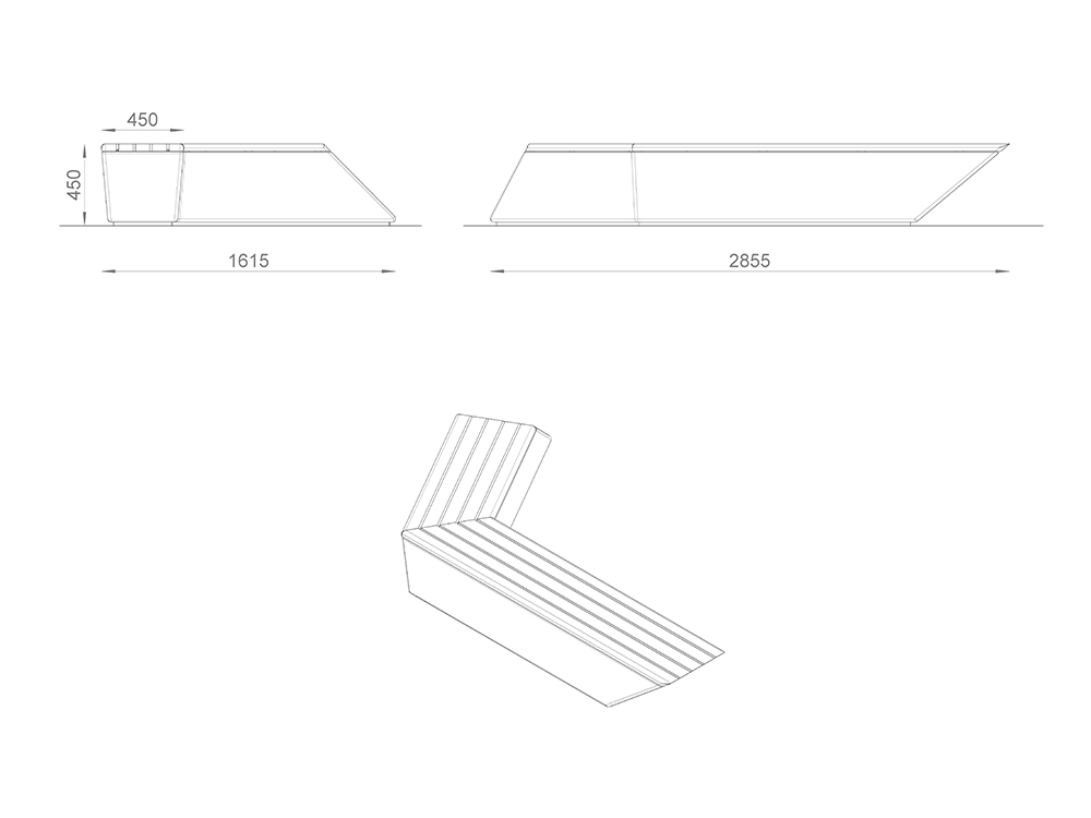 Скамейка «Зигзаг» (с настилом) модуль 7