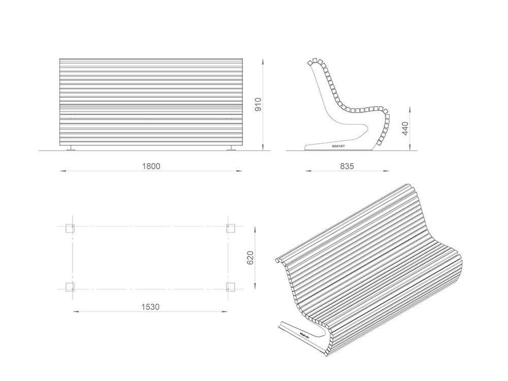 Скамейка «Набережная» со спинкой