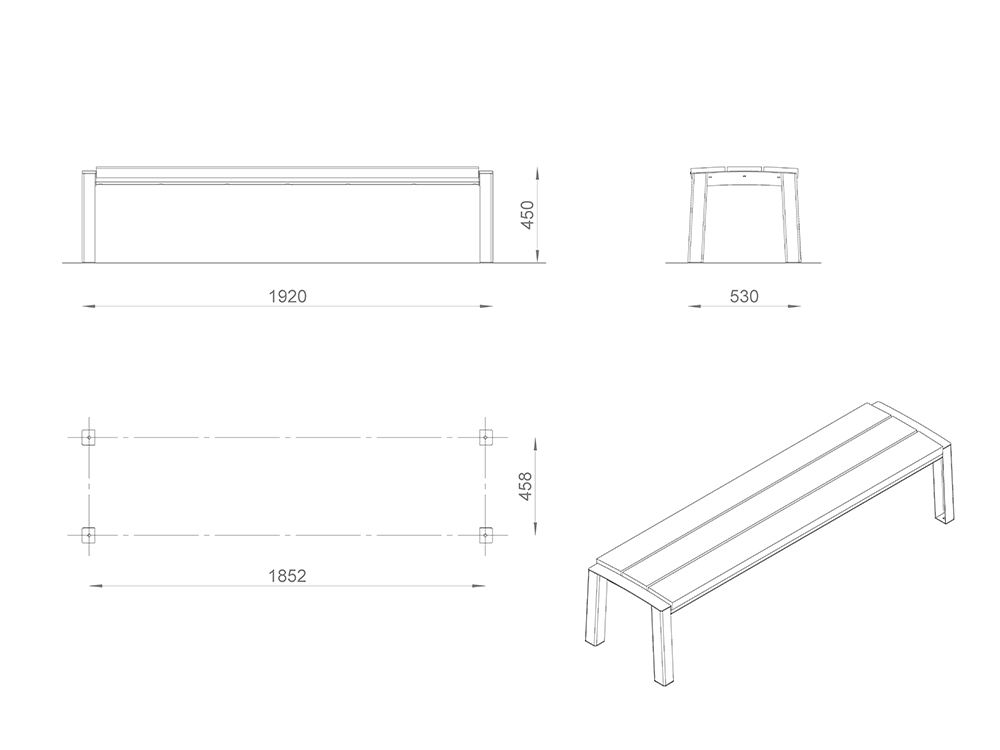 Скамейка «Анапа» на двух ножках L1920