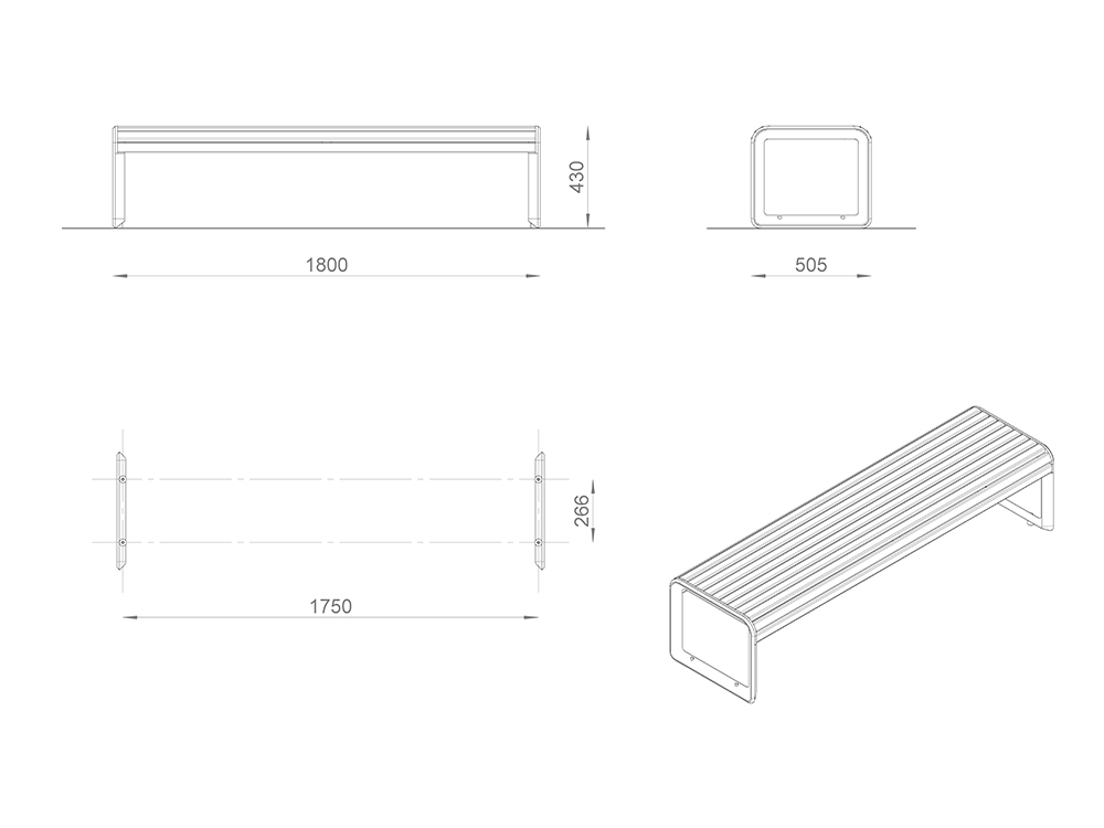 Скамейка «Лотос» (чугун) без спинки L1800