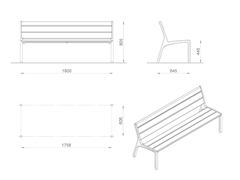 Скамейка «Скарлет» 1800