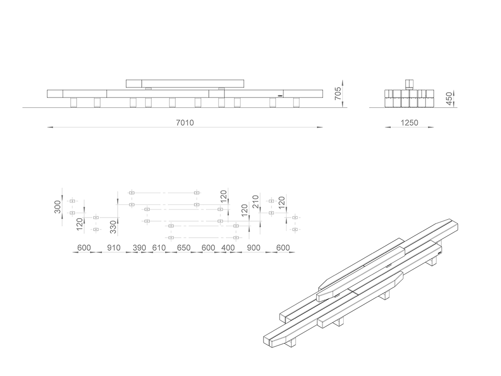Скамейка «Природа» микс со спинкой L7000