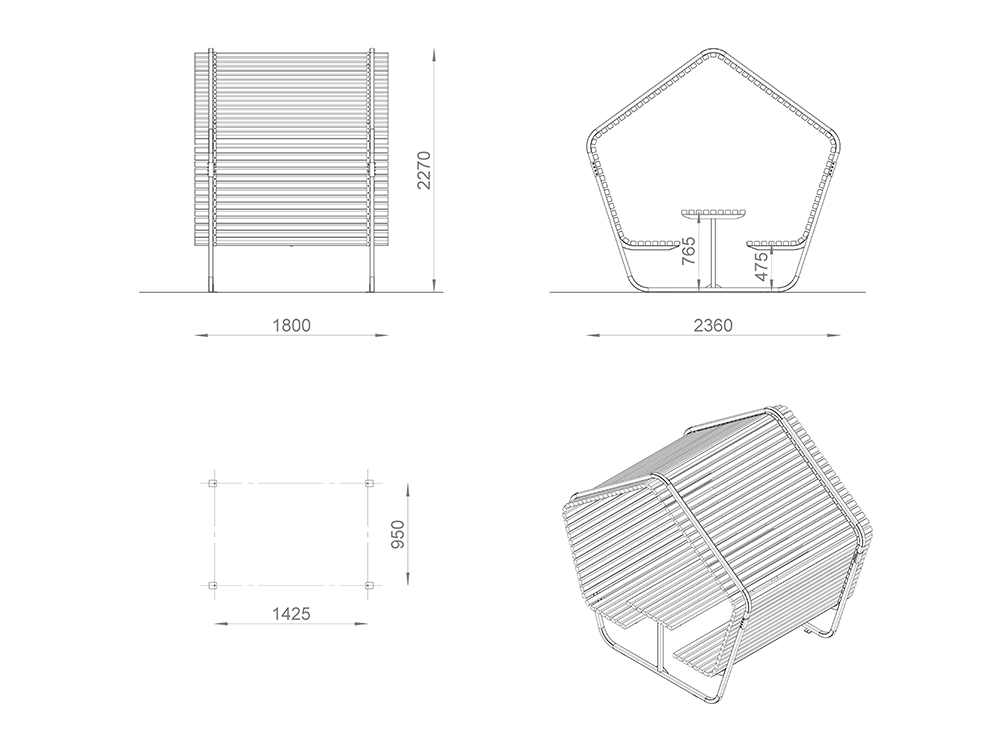 Скамейка-пергола «Теремок» со столом