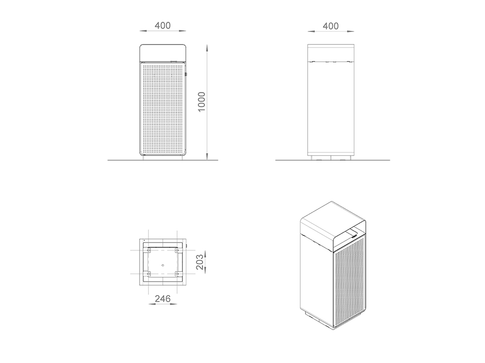 Урна «Город» металлическая с перфорацией
