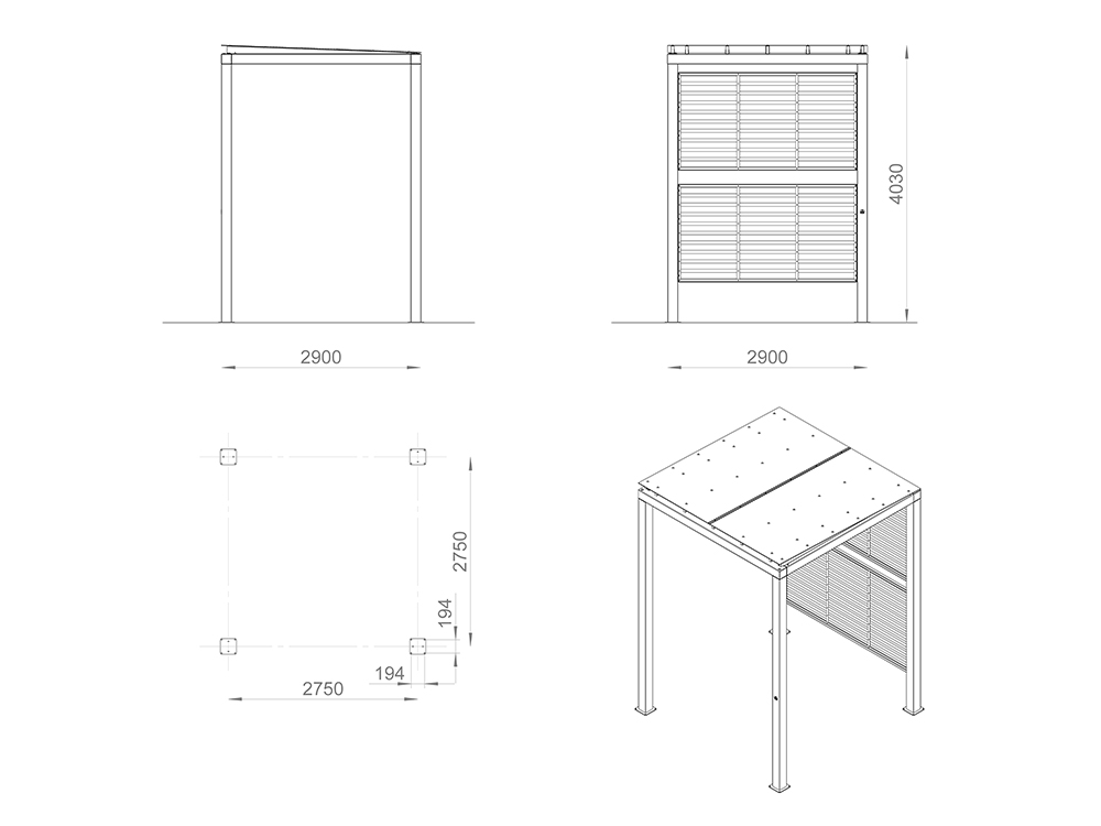 Пергола «Андромеда» с поликарбонатом и обшивкой